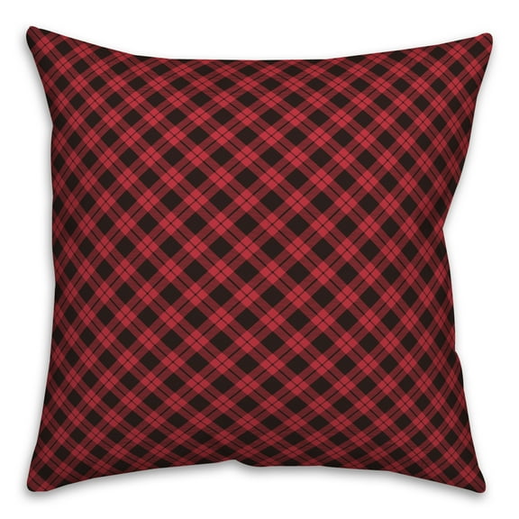 Creative Products Red and Black Gingham Buffalo Check Plaid 18 x 18 Spun Poly Pillow