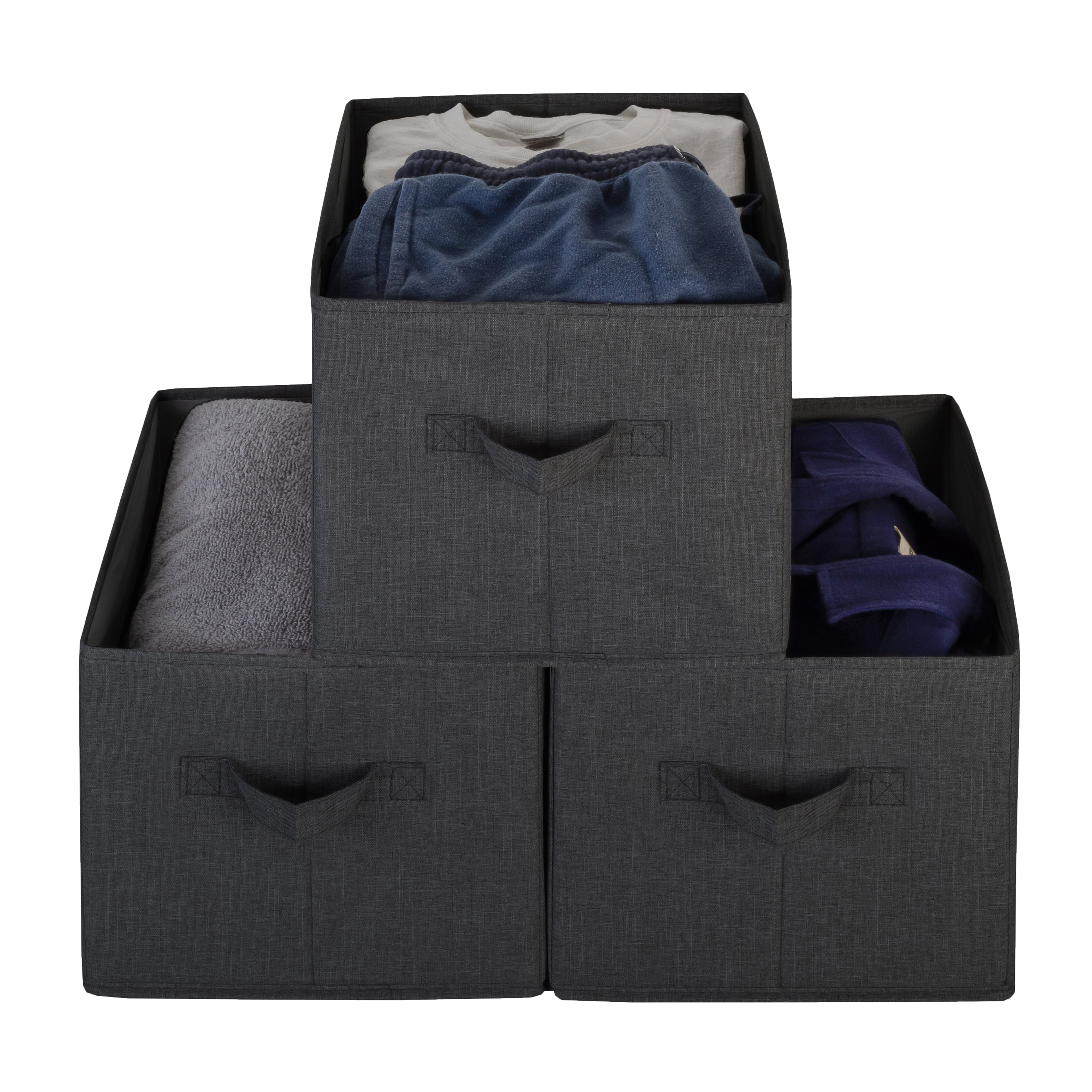 Pomatree Storage Basket - 4 Pack - Fabric Foldable Storage Baskets for Shelves (Black)