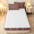 thumbnail image 4 of Manfei Classic Plaid Zipper Queen Comforter Set with Fitted Sheet and 2 Pillowcases,Vintage Check Zipper Bedding Set,Red Orange,Reversible,4pcs, 4 of 8