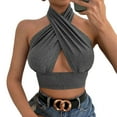 thumbnail image 1 of TxlixcChaleco de verano femenino, cuello de tirante cruzado de color sólido sin espalda, para niñas, 4 colores Txlixc  moda, 1 of 7