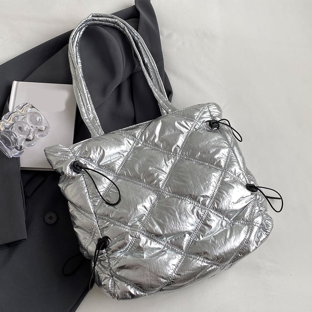 Bolso informal para mujer, Bolso elegante de gran capacidad para viajes de compras (plata)