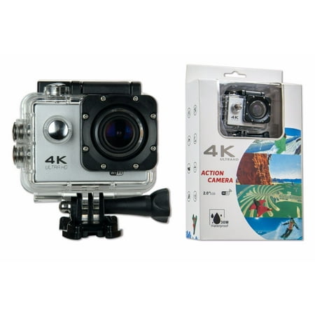 Silver WIFI ACTION 4K 30fps Sports Action Camera Ultra HD, Waterproof, 16MP, 170 Degree Wide Angle 2 inch LCD (Best Budget Action Camera 2019 Uk)