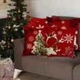 thumbnail image 4 of Merry Christmas Red Throw Pillow Covers 20x20 Inch Set of 4 Christmas Trees Poinsettia Floral Mistletoe Holly Leaf Xmas Animals Deer Bear Fox Pillow Cases Winter Snowflake Cushion Cover, 4 of 6