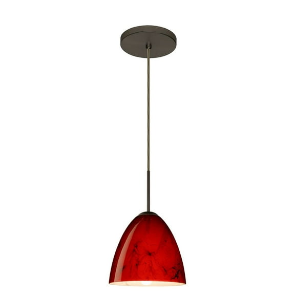 1JT-4470MA-BR-Besa Lighting-Vila-One Light Cord Pendant with Flat Canopy-7 Inches Wide by 6.5 Inches High-Bronze Finish-Magma Glass Color-Incandescent