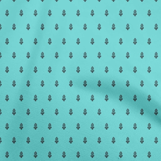oneOone Polyester Spandex Turquoise Blue Fabric Asian Floral Block Sewing Craft Projects Fabric Prints By Yard 56 Inch Wide