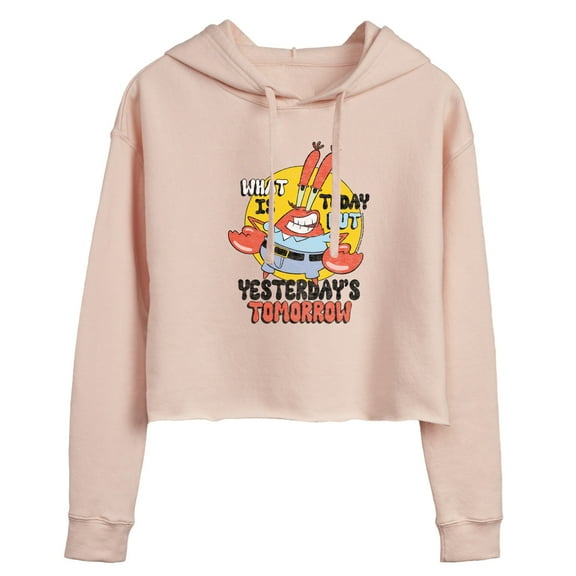 SpongeBob SquarePants - What Is Today Yesterdays Tomorrow - Juniors Cropped Pullover Hoodie