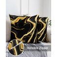 thumbnail image 3 of Waterproof Outdoor Throw Pillows with Inserts 16"x16" Set of 2, Black Gold Marble Soft Decorative Pillowcases for Couch Bedroom, Modern Geometric Textured Pillow Covers for Sofa Living Room, 3 of 7