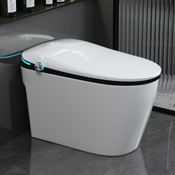 Smart Toilet with Bidet, One-piece Bidet Toilet Seat, Auto Flush, Foot Sensor, LED Display, Adjustable Temp, Remote Control