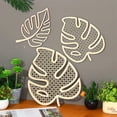 thumbnail image 5 of NOGIS 3 Pieces Wooden Monstera Leaf Wall Decor Boho Art Palm Tree Decoration Rattan Decor Tropical Wall Art Boho Bathroom Wall Decoration Plant Art Wood Wall Decor (Style A), 5 of 7