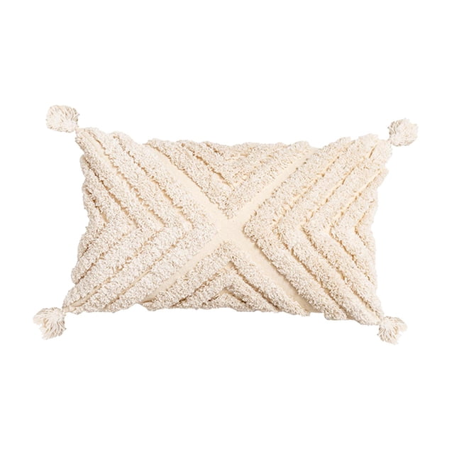 Fundas de almohada bohemias con borlas de algodón para cojines de estilo rústico. Estilo 1 Rectángulo