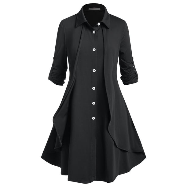 Vestido Camisero de Hombros Al Aire de Talla Extra con Mangas en Forma de Campanilla Rosegal Vestidos camiseros de talla grande