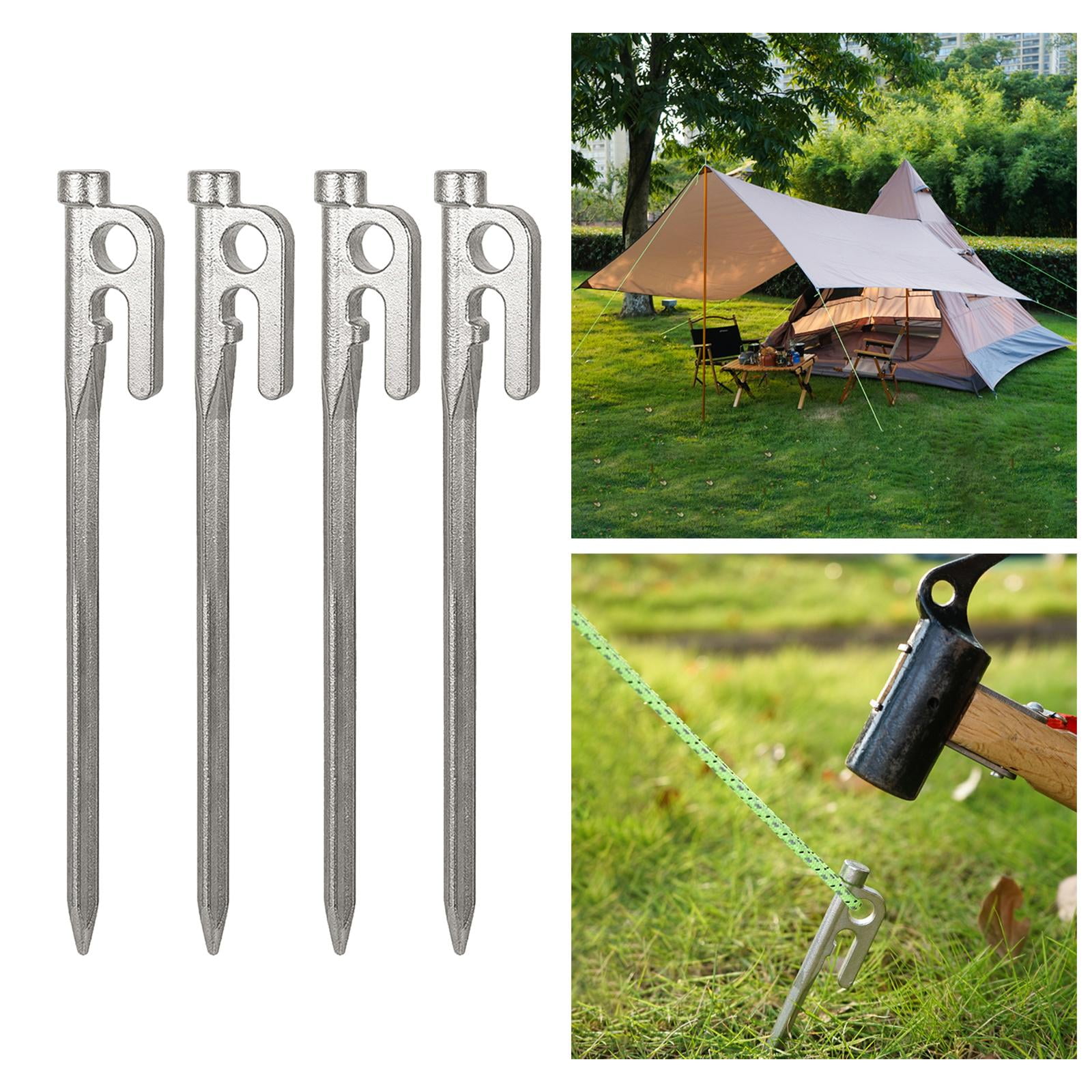 Gray Bunny Galvanized Steel Tent Stakes, 10 Pack, Solid Steel Tent Pegs,  Rust Resistant Metal Hook, Garden Stake for Plants and Landscaping, Perfect  for Anchoring Camping Tents