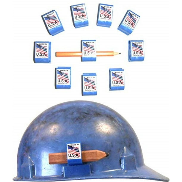 hard hat adhesive pencil clip holders (10 pack of blue clips) attach to