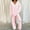 Pink, variant on Women's Casual Pajama Set Fuzzy Fleece Long Sleeve Pj Loungewear Fleece Pullover Loose Pants Plush Sleepwear