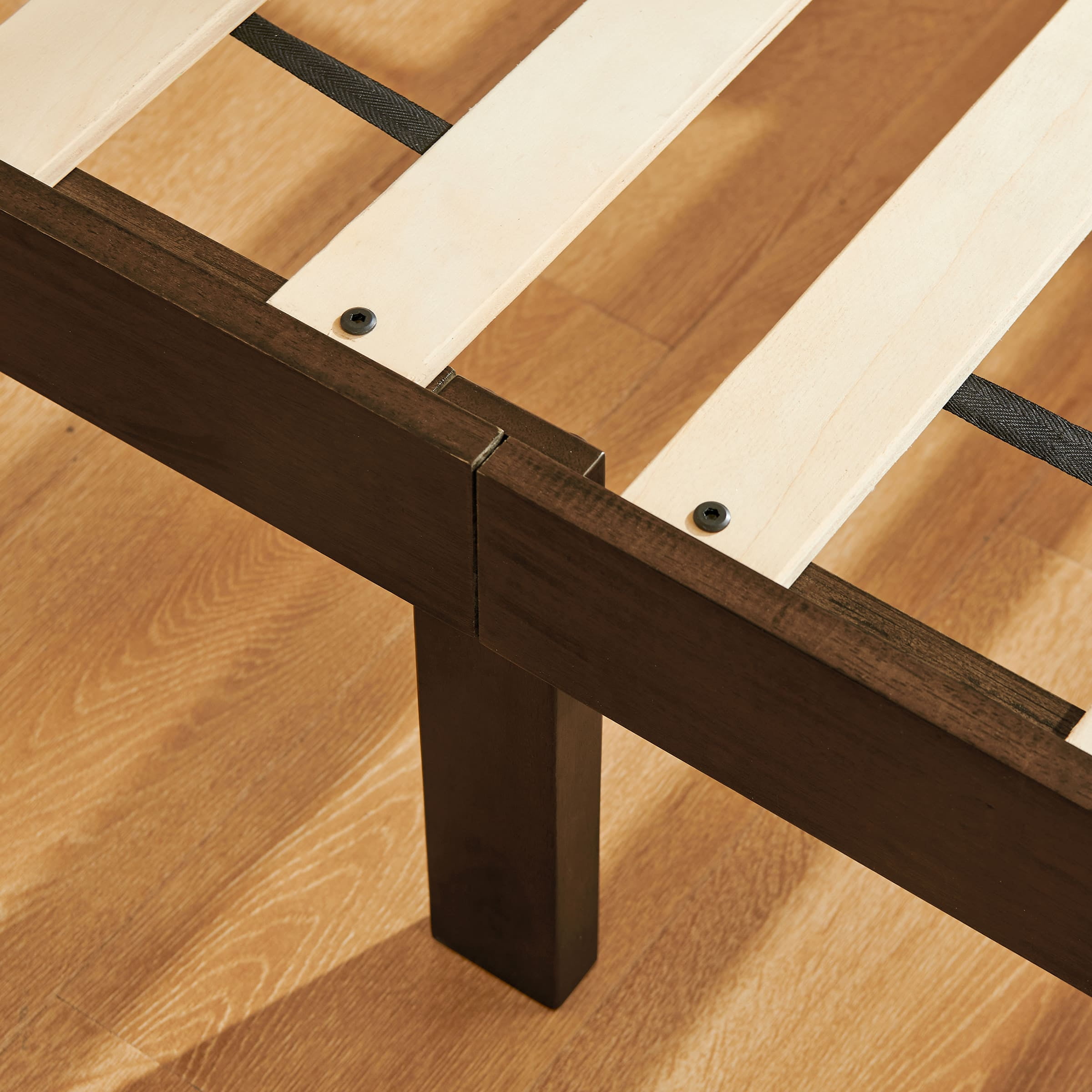 Subrtex 12" Solid Wood Platform Bed Frame with Wooden Slats, Walnut, King