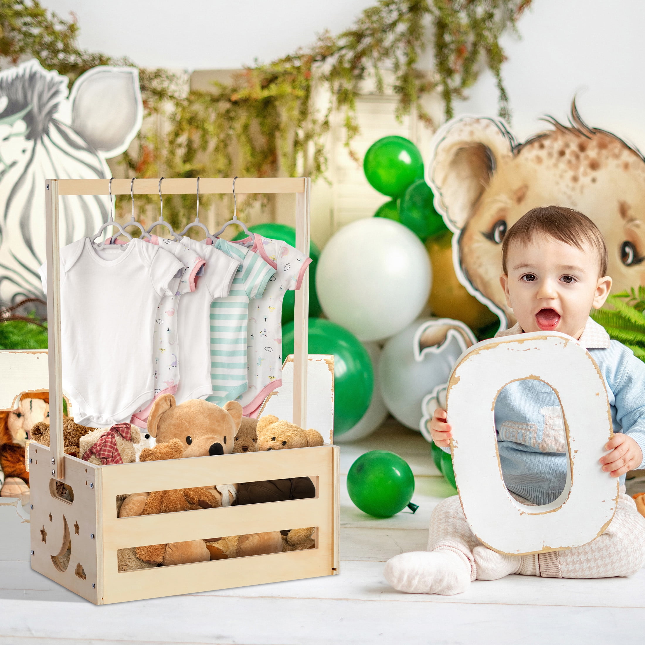 Onekawa Baby Shower Crate Closet with Handle - Perfect Storage Basket for Newborn Essentials, Welcome Gift for Boys & Girls, Thoughtful Pregnancy Gifts for New Parent