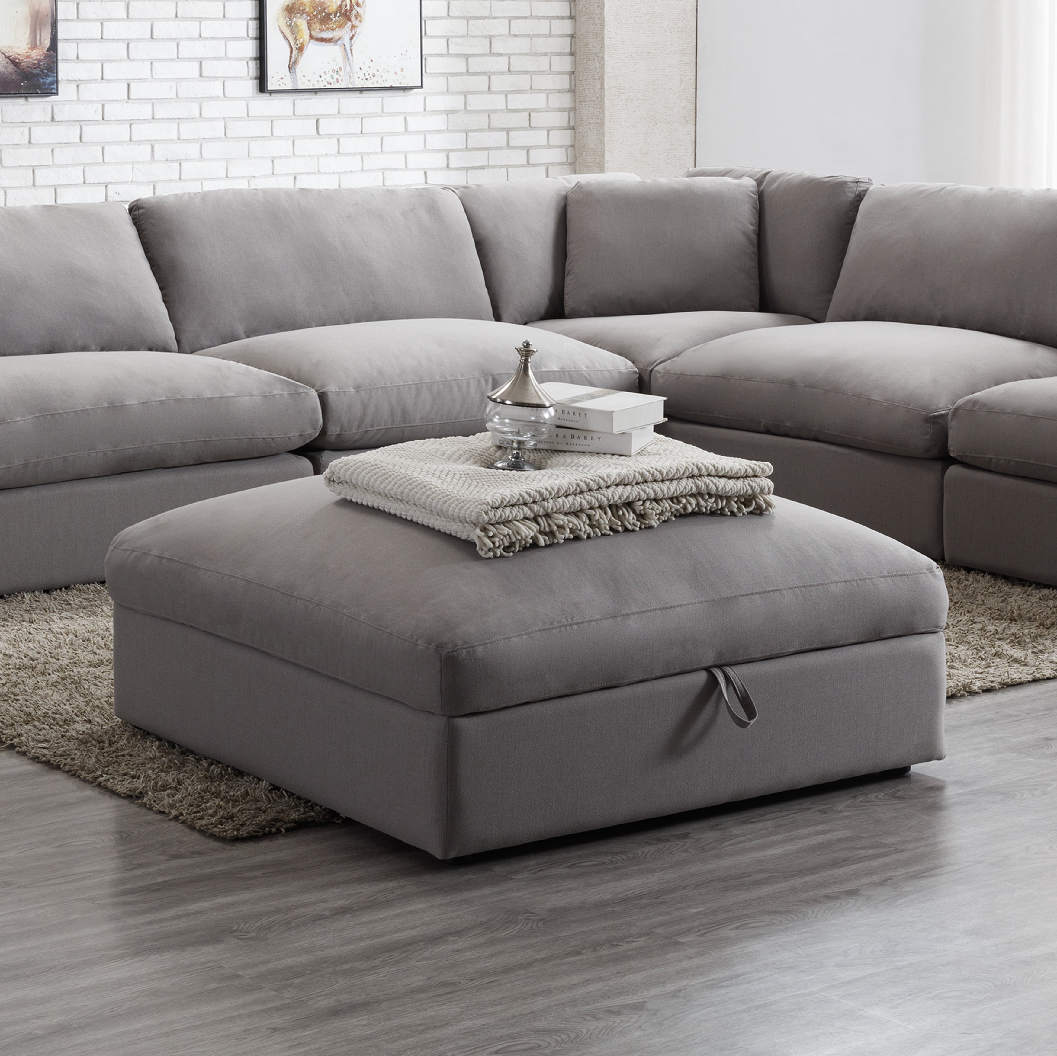 Roundhill Furniture Rivas Contemporary Ottoman - Graphite