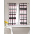 thumbnail image 3 of Pink Black Plaid Tier Curtains 45 Inch Length,Sheer Curtains for Bedroom Living Room Window Farmhouse Pink Black Checkered Rod Pocket Drapes Kitchen Curtains Small Half Window 27.5"x45" 2 Panels, 3 of 6