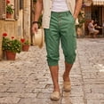thumbnail image 5 of Tbopshirt Mens Capri Pants Cargo Pants for Men Fashion Casual High Waisted Walking with Button Solid Pockets Pants 3/4 Length Pant,M-3XL, 5 of 9