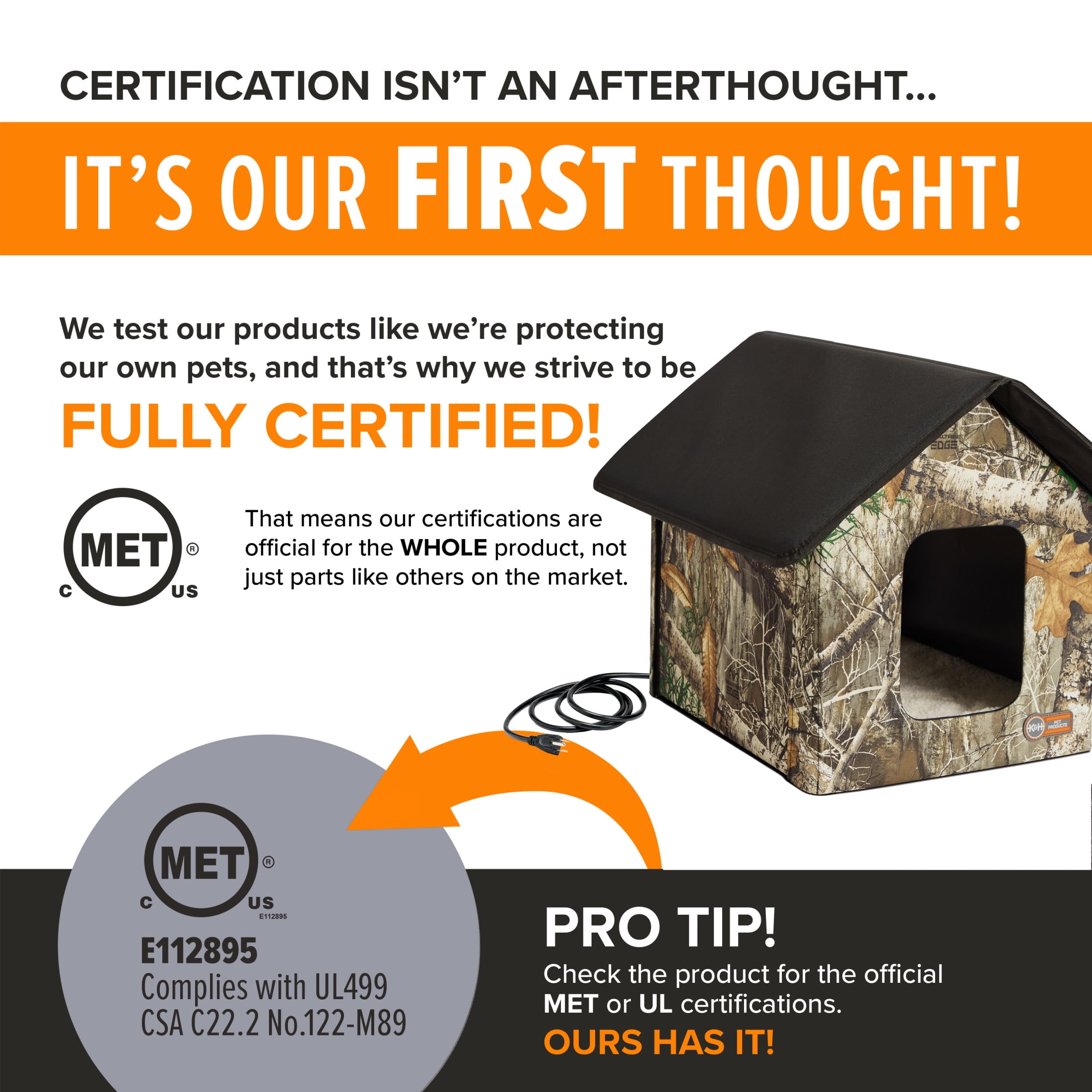 K&H Pet Products Outdoor Heated Kitty House Cat Shelter Camo 22 X 19 X 17 Inches