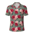 thumbnail image 2 of Daiia Rose Flowers Pattern Men’s Polo Shirts,Solid Deck Shirt,Classic Fit, Breathable Cotton Polo for Casual and Sport Wear-Large, 2 of 9