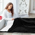 thumbnail image 7 of PAVILIA Reversible Sherpa Fleece Throw Blanket Black, Plush Flannel Throw, Ultra Soft Warm Ribbed Microfiber Blanket for Sofa Couch Bed, Luxury Thick Striped Blanket, Black, 50x60, 7 of 7