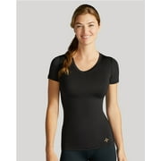 Tommie Copper Women\'s Short Sleeve Compression V-Neck Shirt - Black Medium