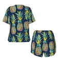 thumbnail image 6 of "Wukai Colorful Pineapples Women's Pajama Set - Short-Sleeve Top and Shorts with Elastic Waistband and Pockets for Loungewear, Yoga, and Casual Wear-XX-Large, 6 of 8