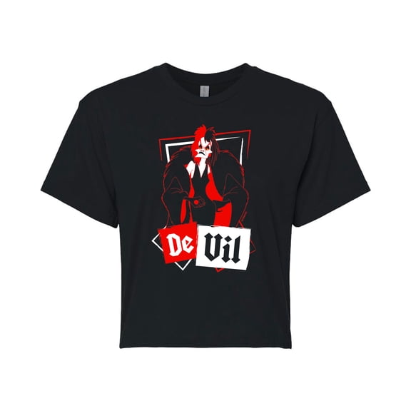 Disney Villains - De Vil - Juniors Cropped Cotton Blend T-Shirt
