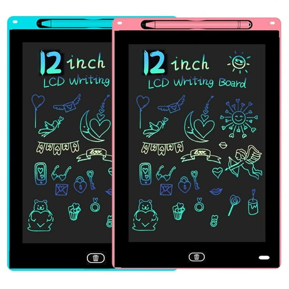 Tableta de escritura LCD AYIYAKE de 12 pulgadas, paquete de 2 para niños, azul/rosa