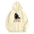 thumbnail image 4 of Tiweut Womens Christmas Hoodies Hoodies Santa Cat Printed Sweatshirt Long Sleeve Hooded Loose Fit Pullover Regular Tops Beige,L, 4 of 4