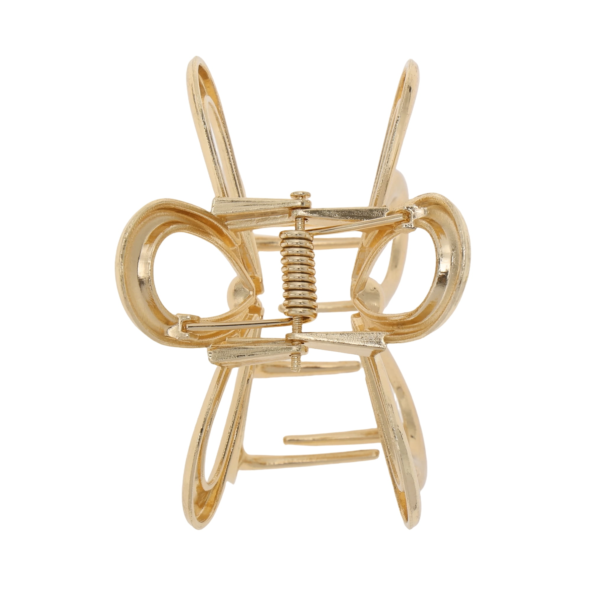 Unique Bargains Cutout Flower Claw Clip Special Occasions Gold Tone