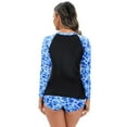 thumbnail image 4 of IDOPIP Women 2 PC Rash Guard Long Sleeve Swimsuits Swim Shirt with Shorts Set Surf Bathing Suits, 4 of 8
