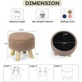 thumbnail image 3 of Small Round Ottoman with Storage, Ottoman Foot Rest in Teddy Velvet, Footstool with Wood Legs and Soft Sponge,Small Accent Table or Plant Stand for Living Room, Bedroom, Couch, Enterway(Camel Brown), 3 of 7