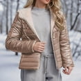 thumbnail image 2 of Juebong Women's Winter Coats Thicken Soft Sherpa Fleece Lined Puffer Jacket Zip Up Warm Down Coat Casual Packable Overcoat Khaki,S, 2 of 8