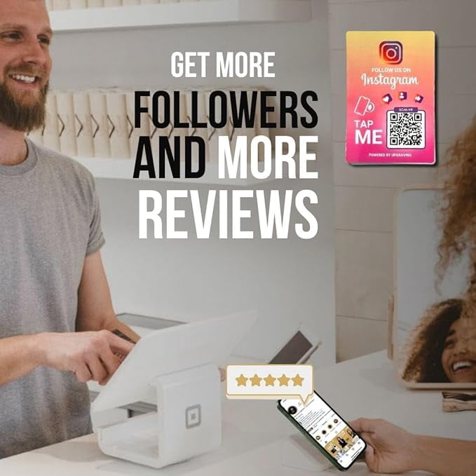 Boost Followers with Reusable QR & NFC Tap Sticker - Easy Follow Tap Sticker for Your Business, Store & Shop Followers Quickly - (2 Stickers)