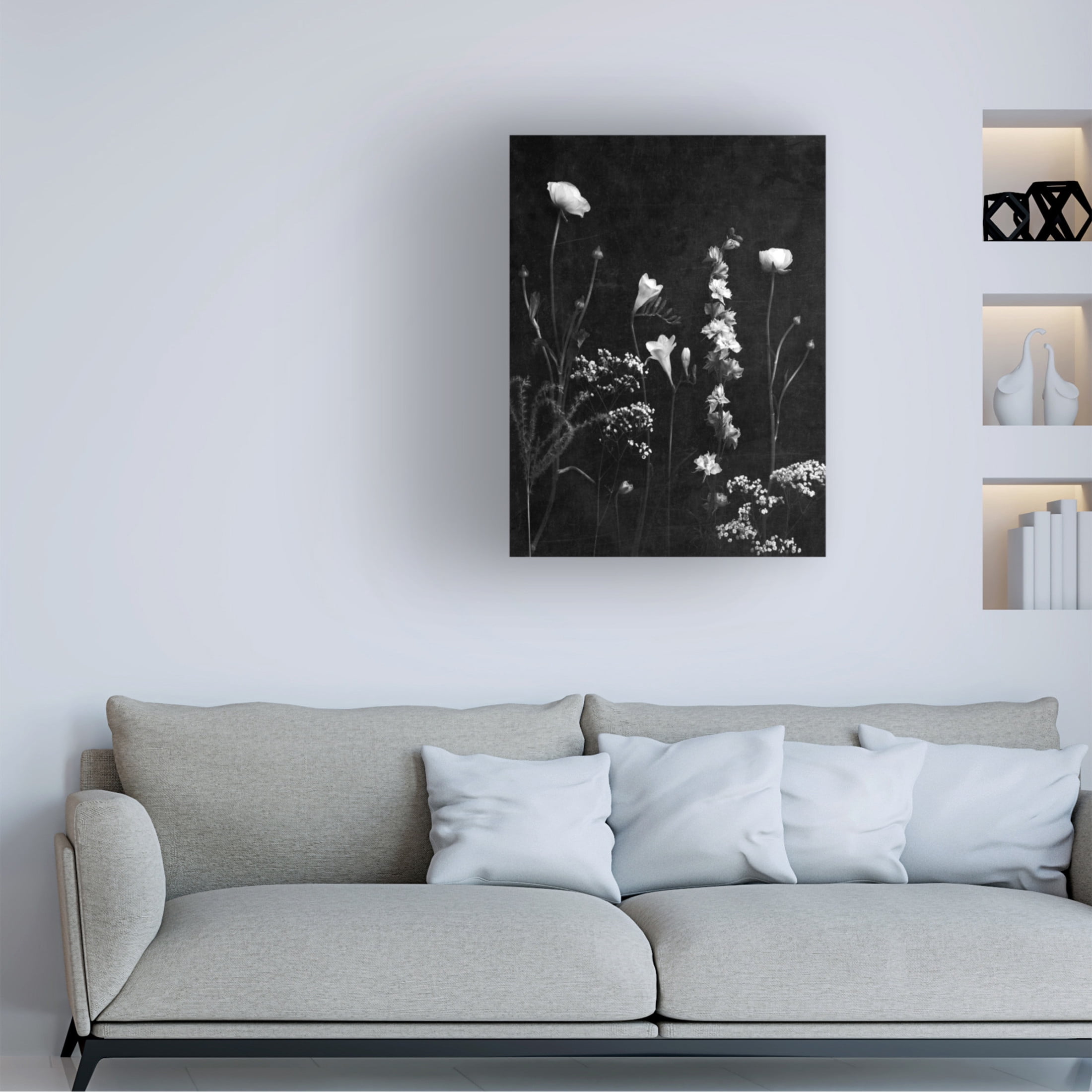 Canvas Wall Art - Tom Quartermaine 'Black and White Botanicals with Texture' Wall Art for Living Room, Bedroom, or Office Décor by Trademark Fine Art - 24 x 32 Inches