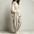 thumbnail image 6 of PNTUTB Fashion Women's Color Block Two Piece Set Crew Neck Long Sleeve Top Harem Pants Loose Casual Comfort Trendy Outfit Sets, 6 of 7