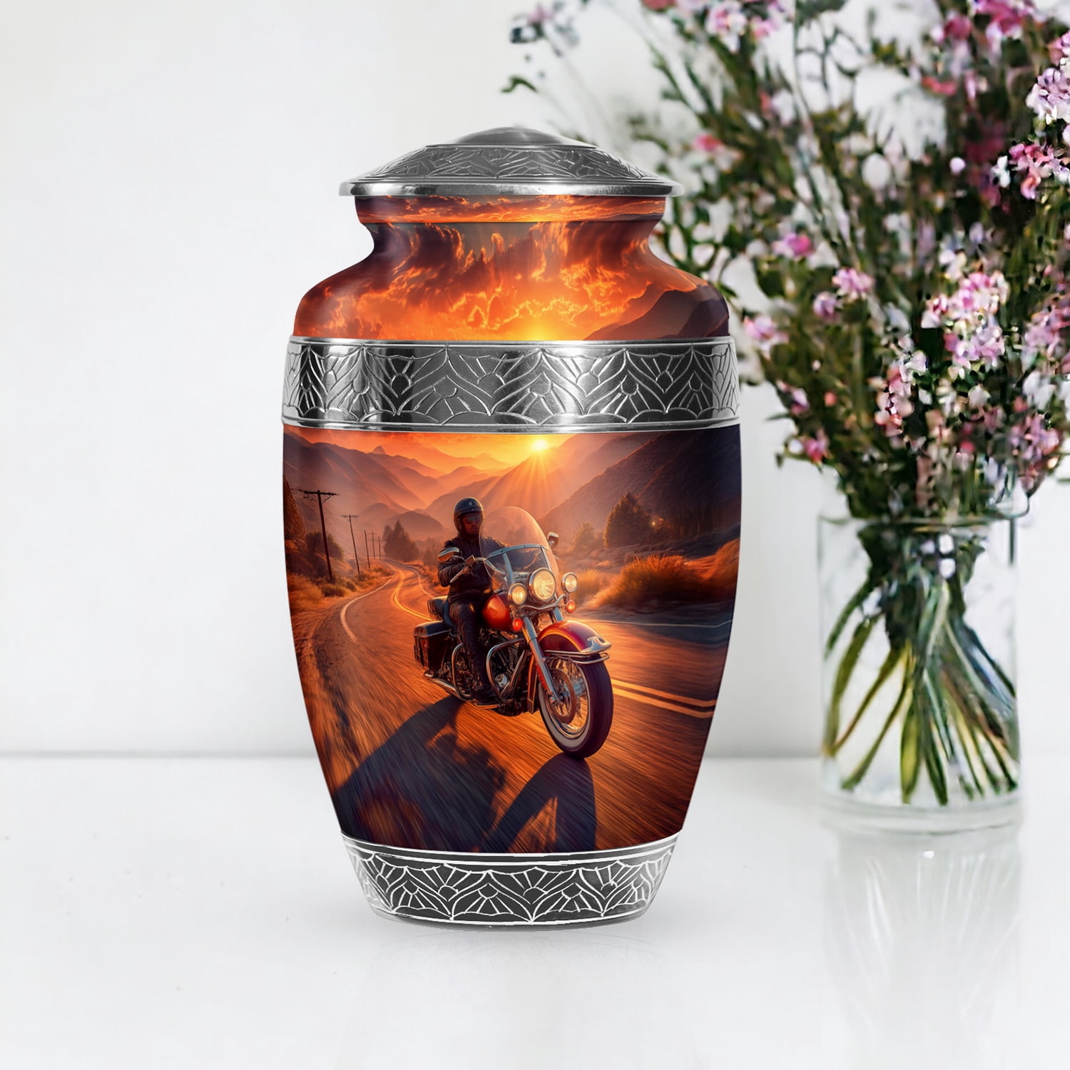 Harley Davidson Memorial Urn for Ashes Adult Male and Female, Cremation Funeral Urns for Human Ashes, (Classic Large, 10 Inch)