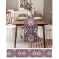 thumbnail image 6 of Purple Boho Burlap Cotton Table Runner 13x108 Inches Long, Country Retro Tribal Southwest Pattern Farmhouse Table Runners, Outdoor Dining Tablecloths Decor for Baby Shower/Party/Wedding, 6 of 6