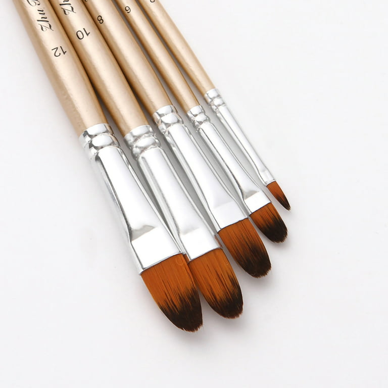 Tomshine 5pcs Filbert Paint Brushes Set Nylon Hair Wooden Handle Artists  Paintbrushes for Children Adults Beginners for Acrylic Oil Watercolor  Gouache