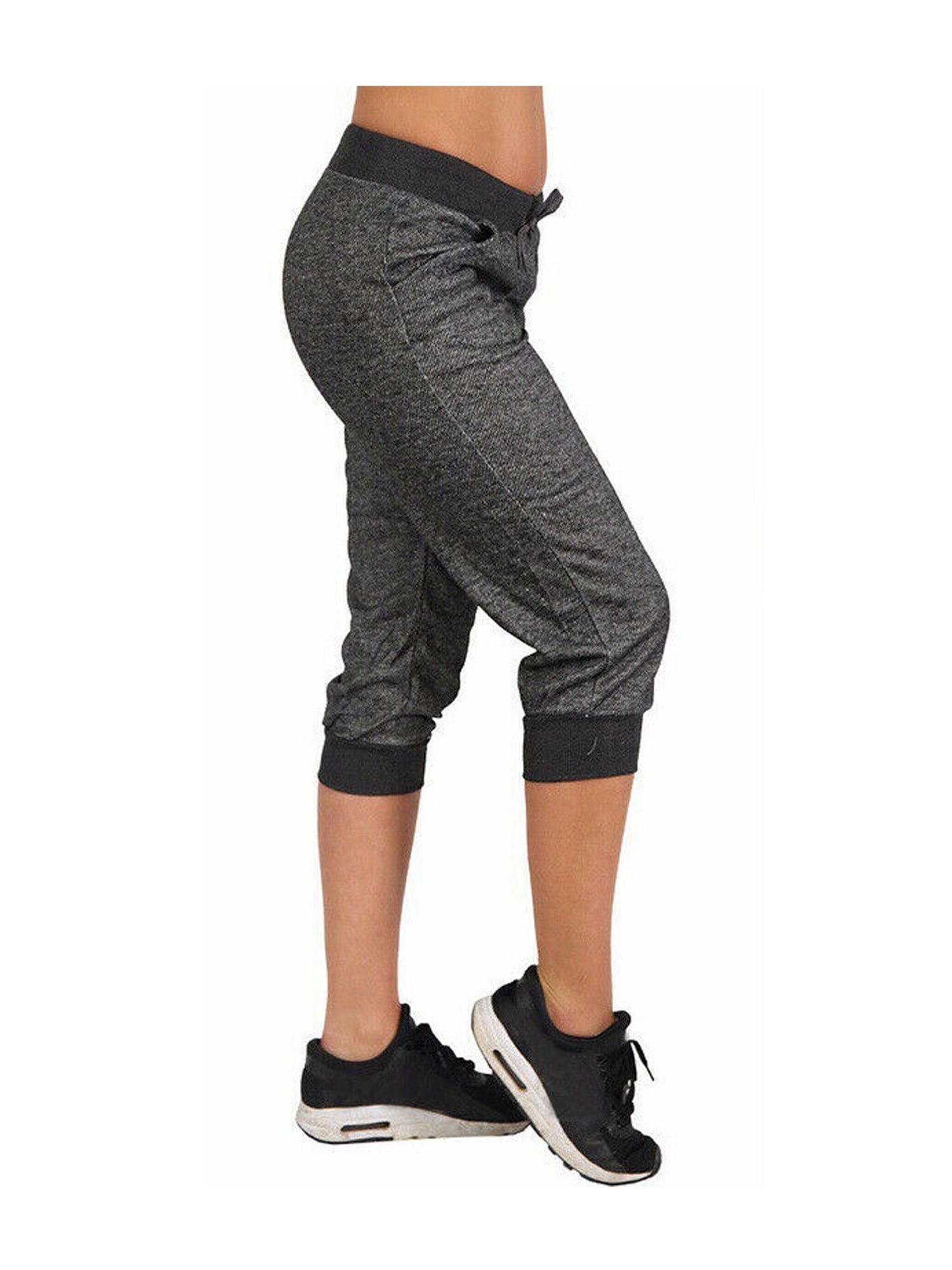 JYYYBF Women's Sweatpants Capri Pants Cropped Jogger Running Pants Yoga  Fitness Sports Trousers Dark Grey XL 
