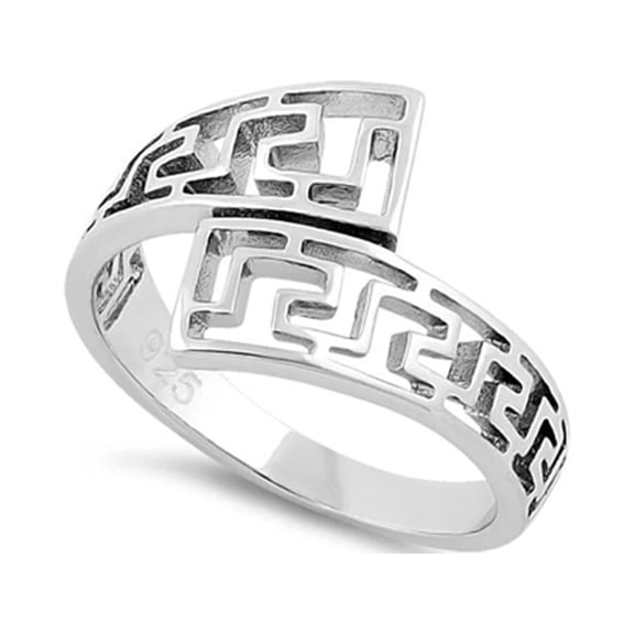 925 Sterling Silver Oxidized Platinum Plated Aztec Pattern Women Valentines Day Gifts Ring
