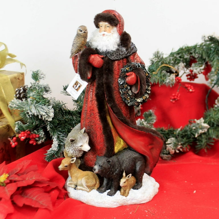 Statuina Roman Babbo Natale Con Animali Atskirt – Decorazione Natalizia 39 Cm Rossa