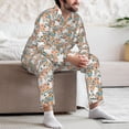 thumbnail image 6 of KLL Cute Rabbit Floral Sleepwear Mens Flannel Pajamas,Long Cotton Pj Set, 6 of 7