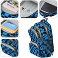 thumbnail image 4 of Blue and Black Wavy Checkered Pattern Backpack for School, Cute School Bag with Adjustable Shoulder Straps and Padded Back, 16.9"x12.6"x5.9", 4 of 5