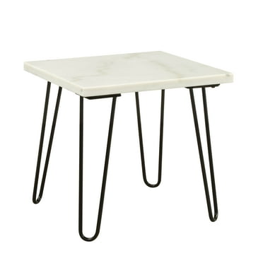 22" X 22" X 21" Marble And Black End Table