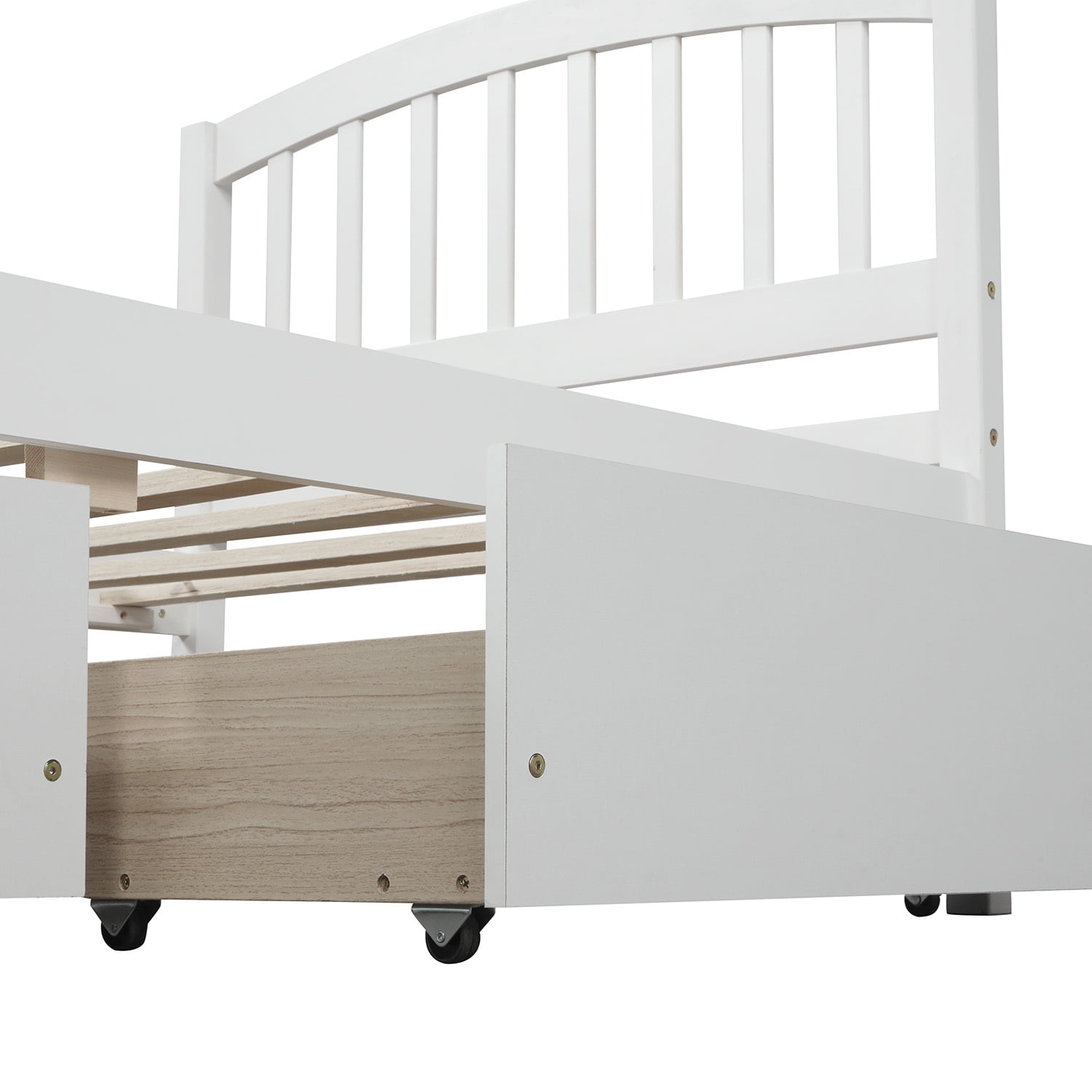 Alvantor Twin Size Solid Wood Bed with Storage Drawers and Headboard