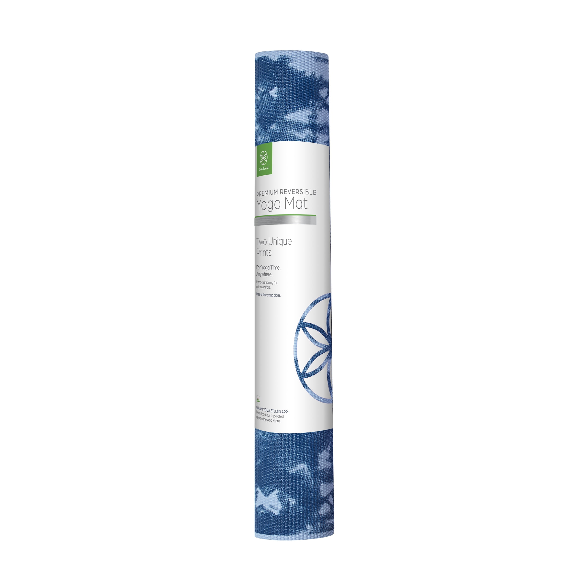 Gaiam Premium Print Reversible Yoga Mat, Purple Lotus, 6mm