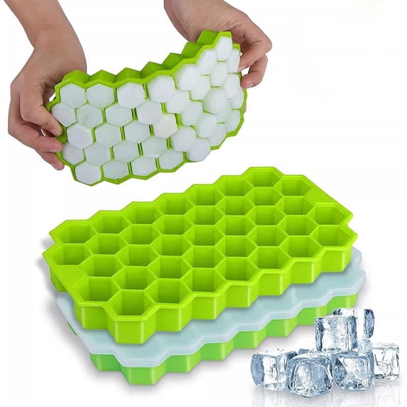 Silicone Ice Cube Tray 37 Cavity Honeycomb Shape, Reusable Flexible Ice Mold for Whiskey Cocktails Drinks Kitchen Use